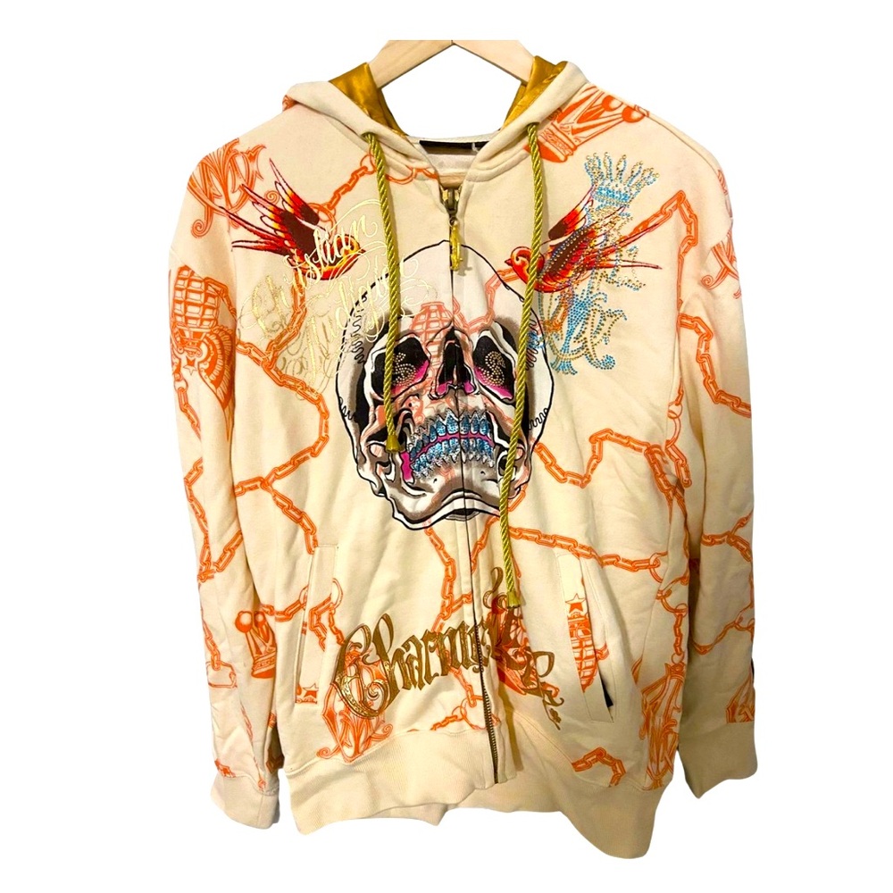 Authentic Christian Audigier "Charmed Life” Hoodie Rhinestones Men’s Size Medium